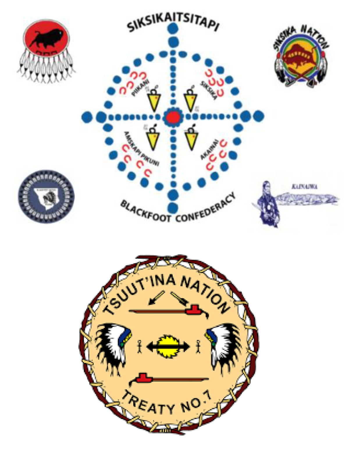 En haut &ndash; Symbole de la Confédération des Pieds-Noirs; En bas &ndash; Symbole de la nation tsuut’ina; 



