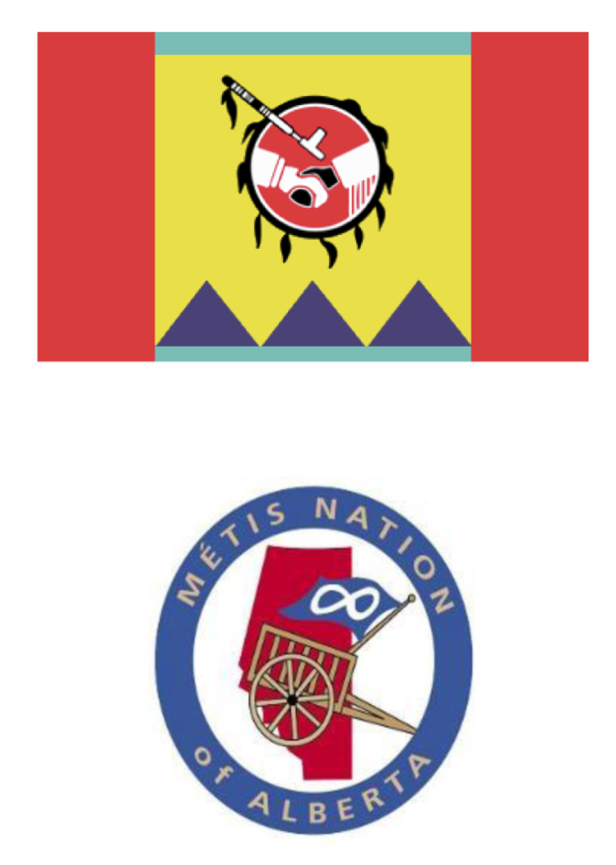 En haut &ndash; Symbole du stoney nakoda; En bas &ndash; Symbole de la nation métisse de l’Alberta

