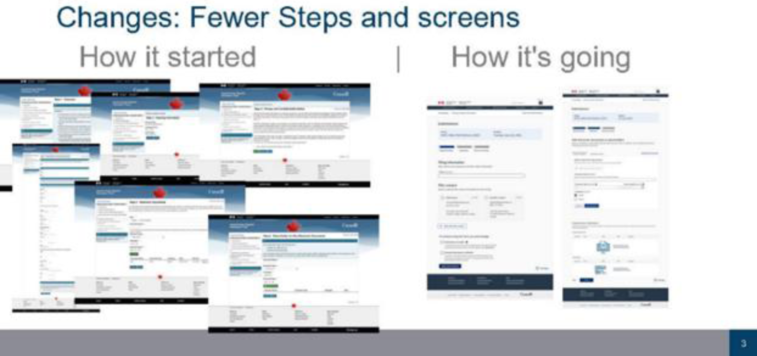 This is an example of the change &ndash; old (How it started) vs new (How it’s going)