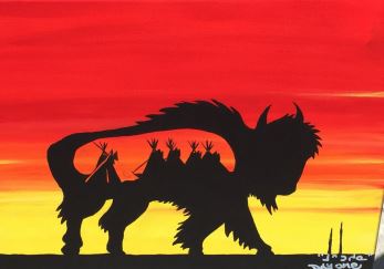 Peinture d’un bison de l’artiste Christopher « Day One » Carlson.