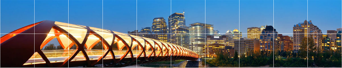 Pont de la Paix et silhouette de Calgary