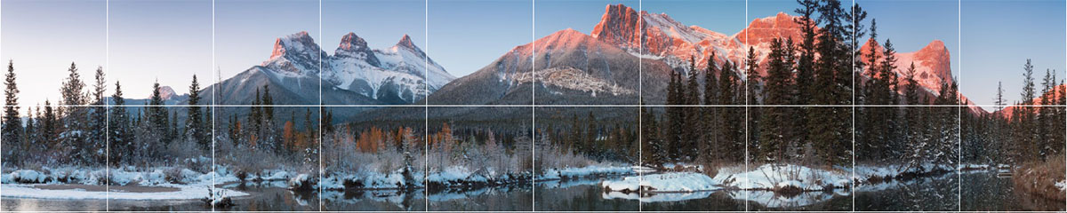 Montagnes, arbres et lac