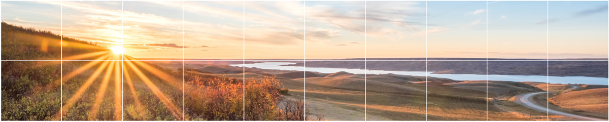 Coucher de soleil sur un champ