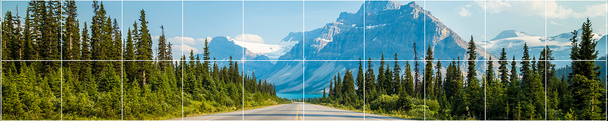 Montagnes, arbres et lac