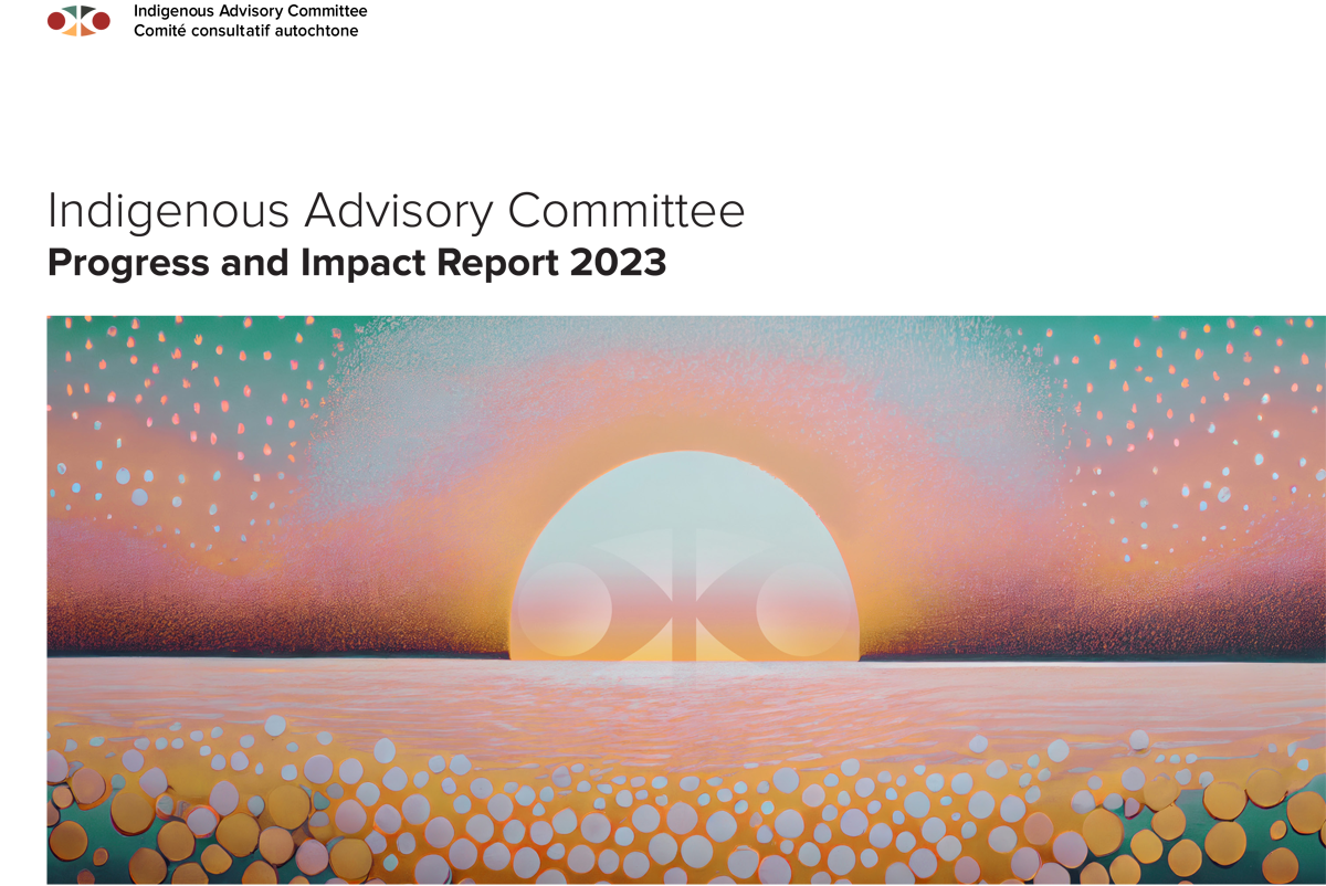 Digital painting of a sunset on an ocean horizon with abstract sunspots and bubbles.