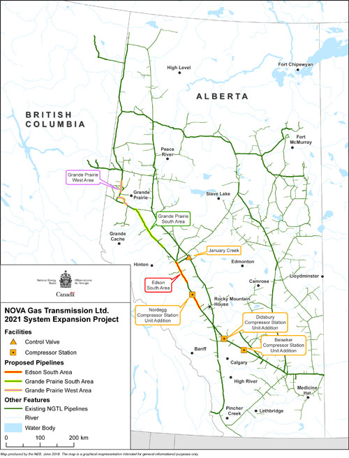NOVA Gas Transmission Ltd. &ndash; 2021 System Expansion Project Map