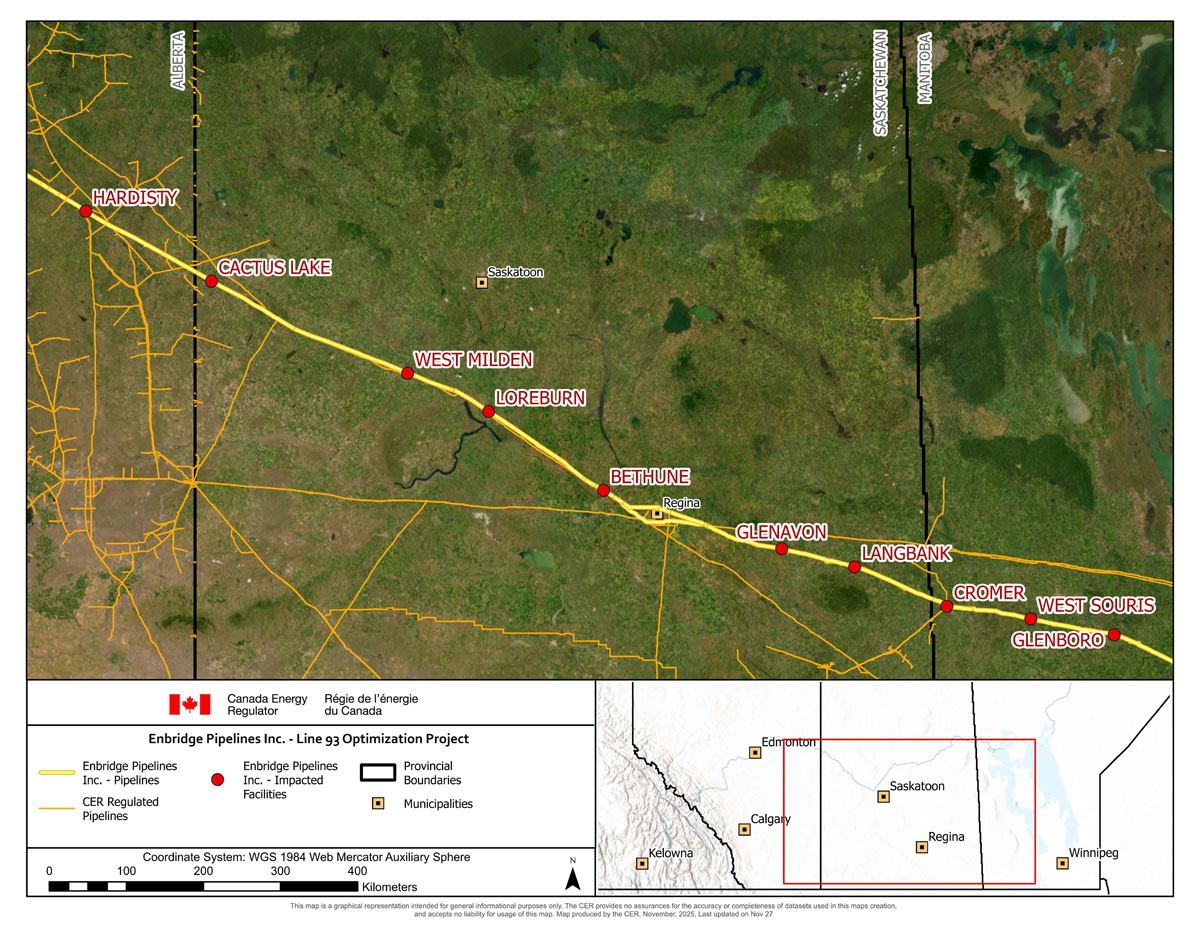 Enbridge Pipelines Inc. – Line 93 Optimization Project Map