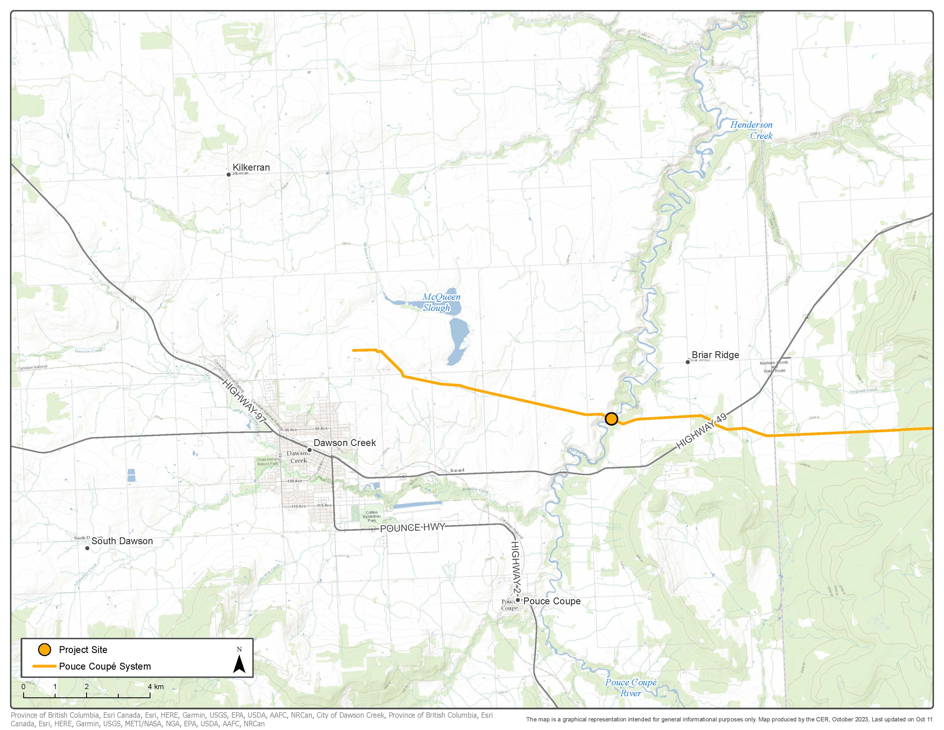 Map - Pouce Coupé Pipe Line Ltd. - Pouce Coupé Horizontal Directional Drill Pipe Replacement