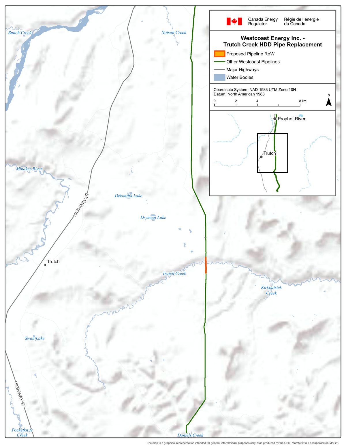 Westcoast Energy Inc. &ndash; Trutch Creek Horizonal Directional Drill (HDD) Pipe Replacement Project map