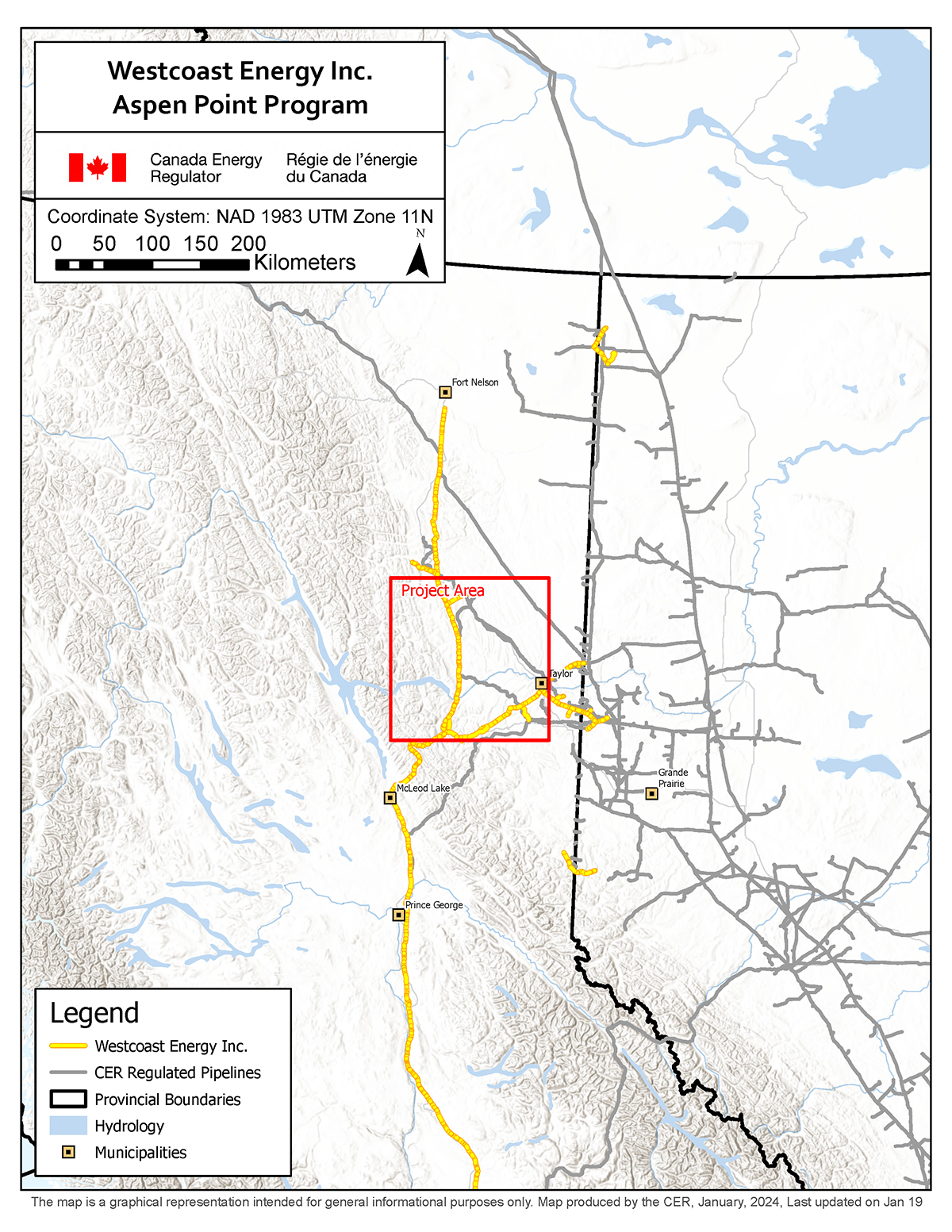 NOVA Gas Transmission Ltd. &ndash; Westcoast Aspen Point Program Project map