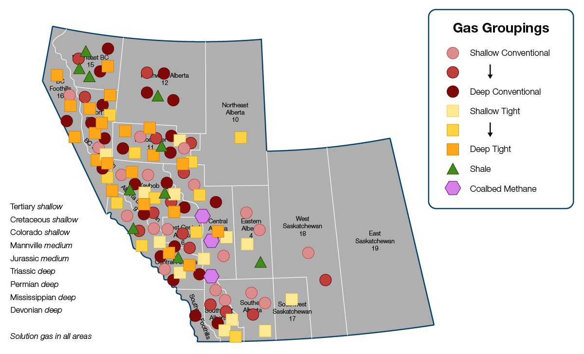 Figure NGL.3: Western Canada area and grouping map