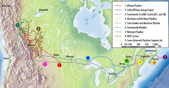 Figure&nbsp;3.1 - Major Natural Gas Pipelines Regulated by the NEB