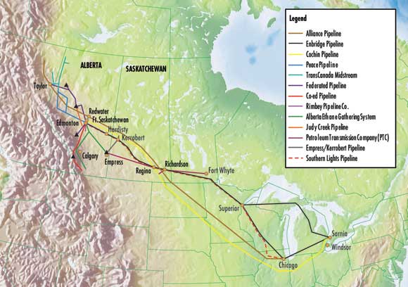 Figure&nbsp;4.1 - Major Canadian NGL Pipelines Regulated by the NEB
