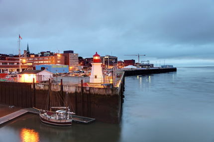 A view of Saint John’s waterfront near sundown