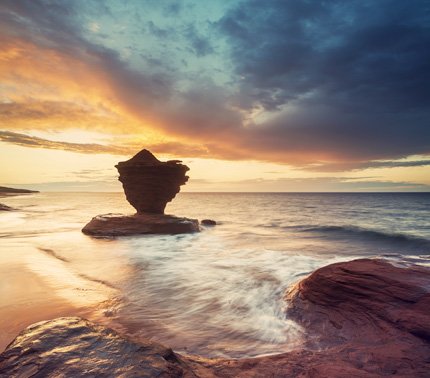 A view of the TeaCup rock from the PEI’s Darnley area at sunset