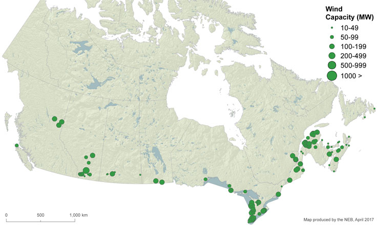 Figure&nbsp;10 &ndash; Map of Wind Power Plants in Canada