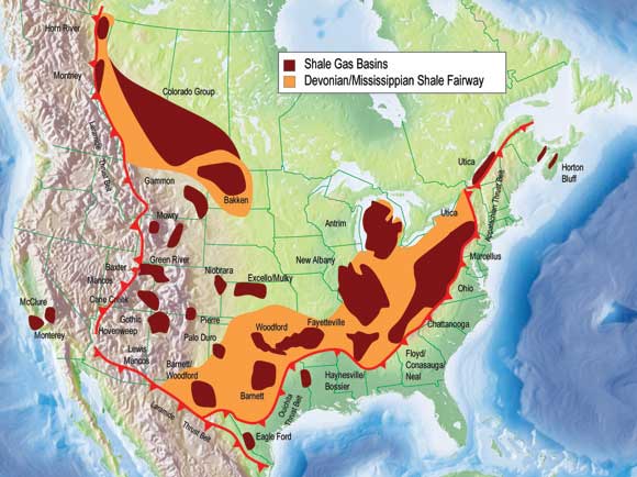 Figure&nbsp;1: Shale Gas Plays of North America