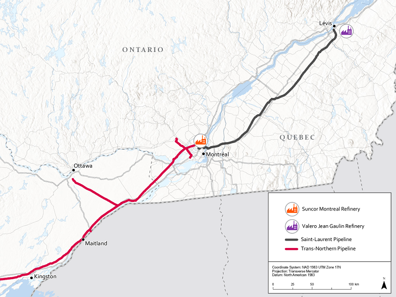 Figure&nbsp;2: Refined product infrastructure in Quebec