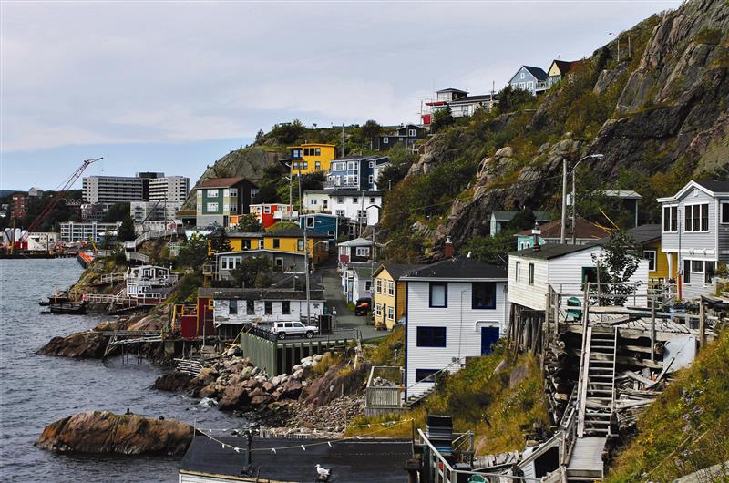The Outer Battery, St. John's, Newfoundland, a colourful cliffside fishing village on St. John's Harbour, at the entrance to the city.