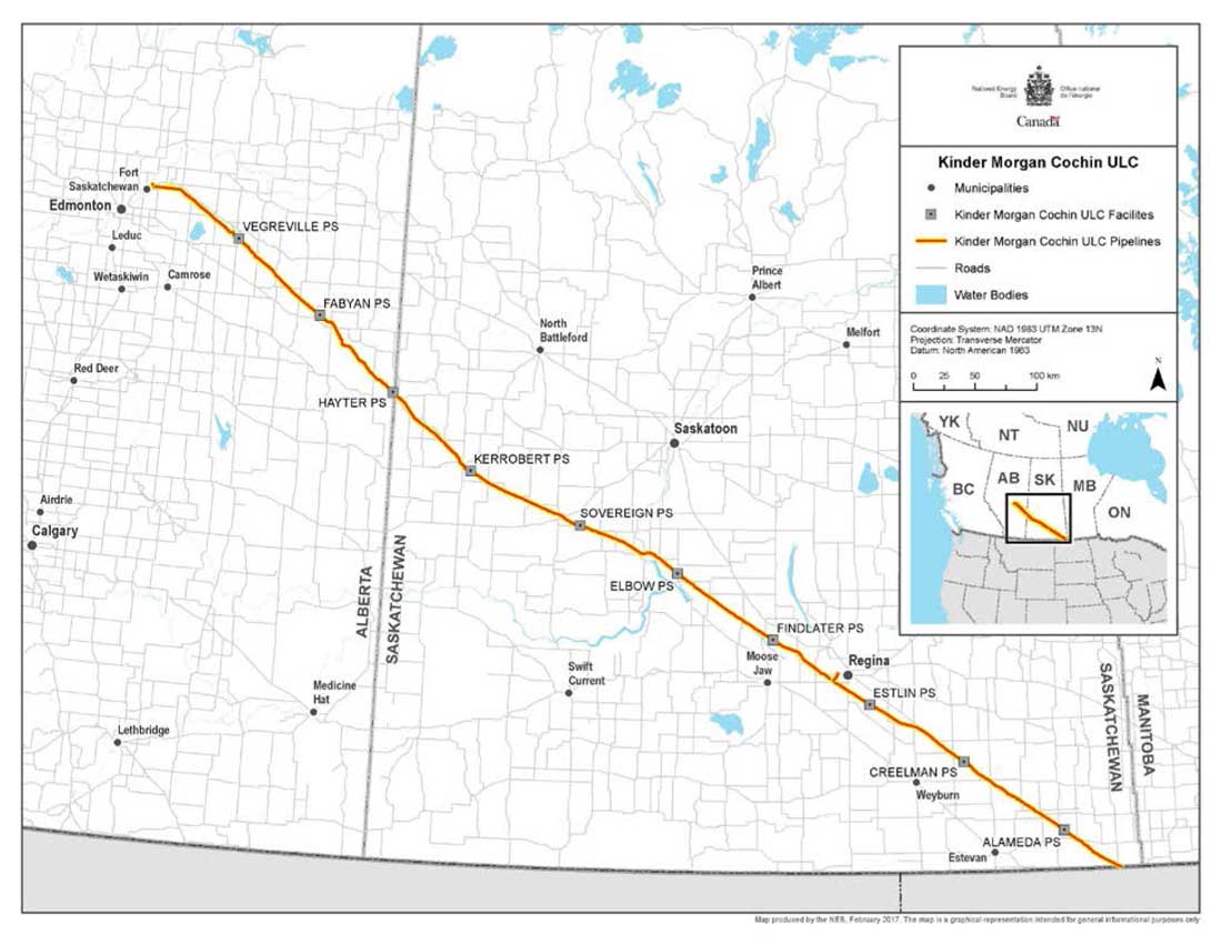 Figure 1: Kinder Morgan Cochin ULC &ndash; Map and System Description