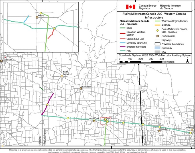 Map of the Auditee's Infrastructure in Western Canada