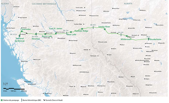 Carte du projet Northern Gateway