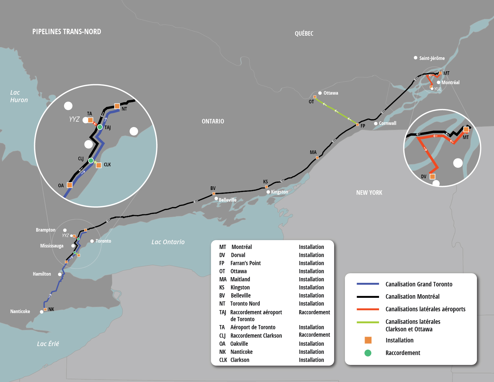 Carte &ndash; Entente de règlement avec droits incitatifs de Pipelines Trans-Nord