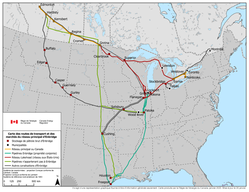 Carte du Réseau principal d'Enbridge