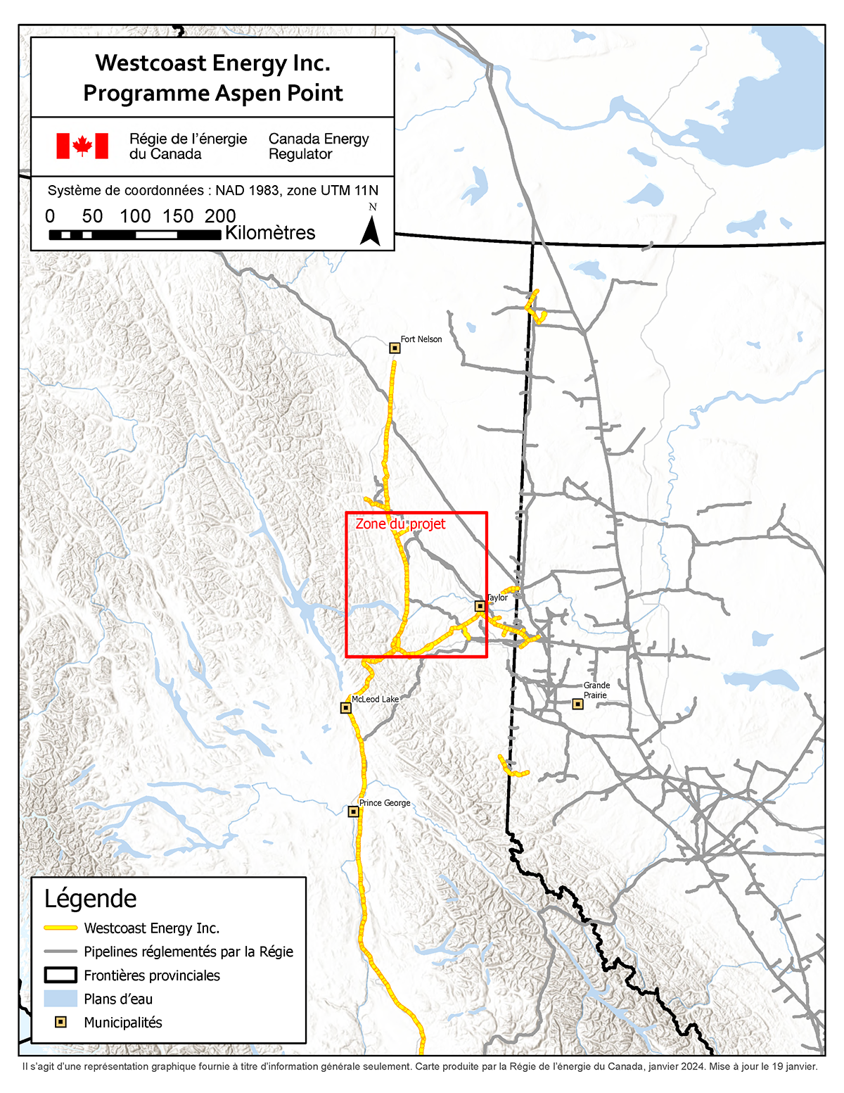 Carte &ndash; NOVA Gas Transmission Ltd. &ndash; Projet visant la station de comptage au point de réception Wilkin Lake