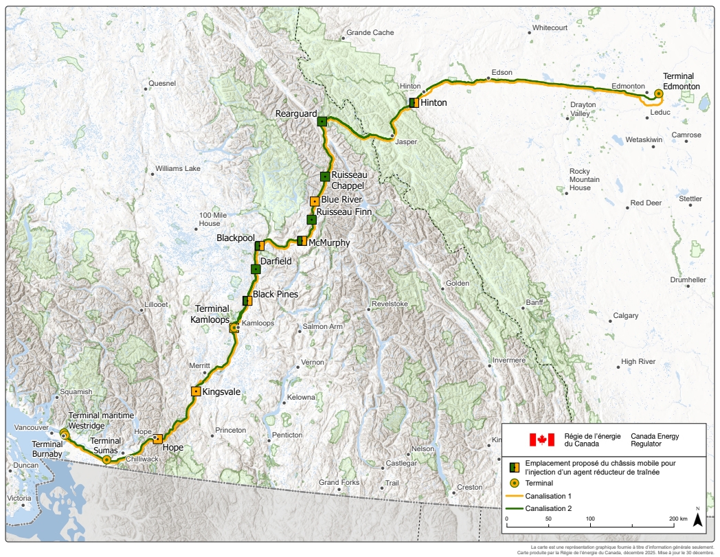 Projet d’agent réducteur de traînée proposé par Trans Mountain Pipeline ULC