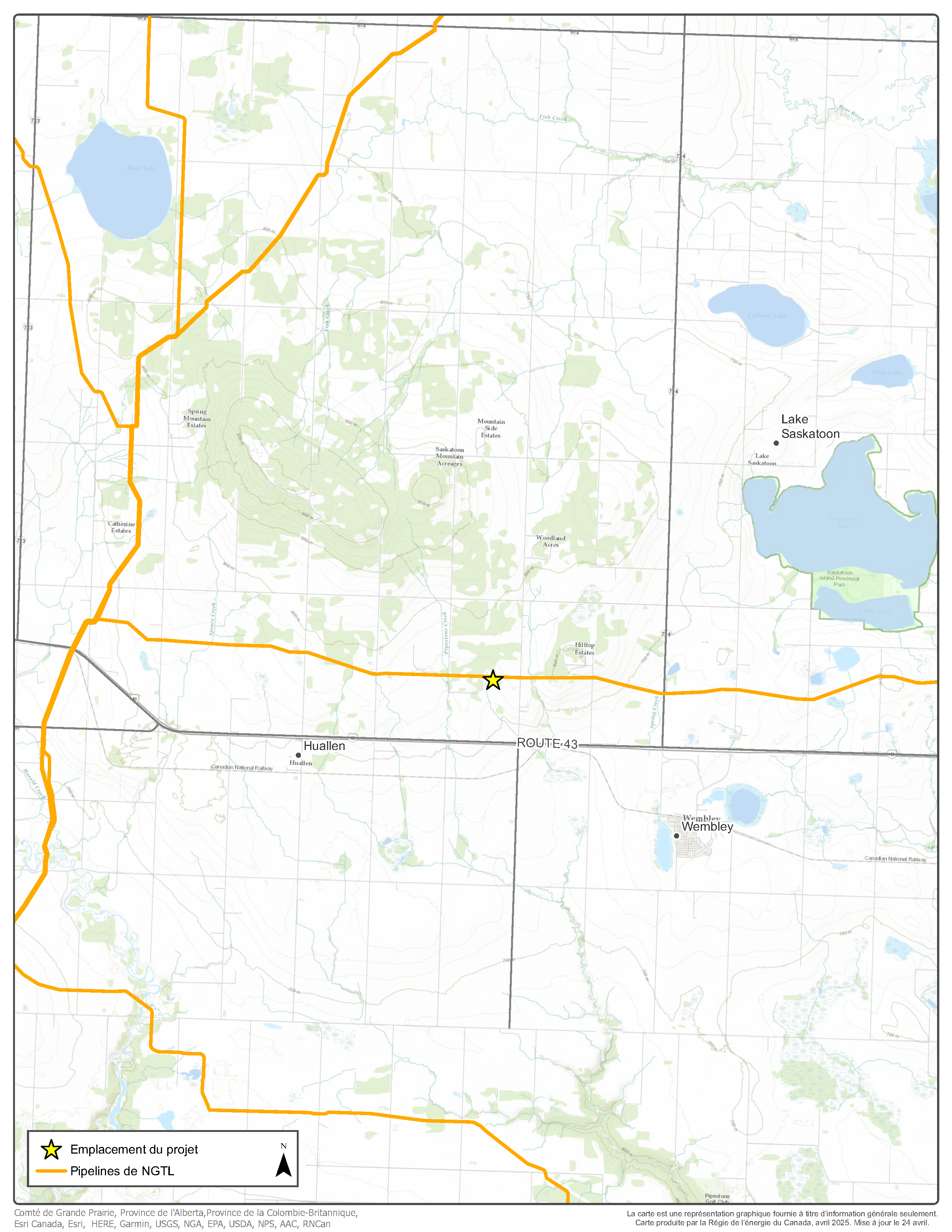 Carte &ndash; Projet d’agrandissement de la station de comptage au point de réception Pipestone Creek