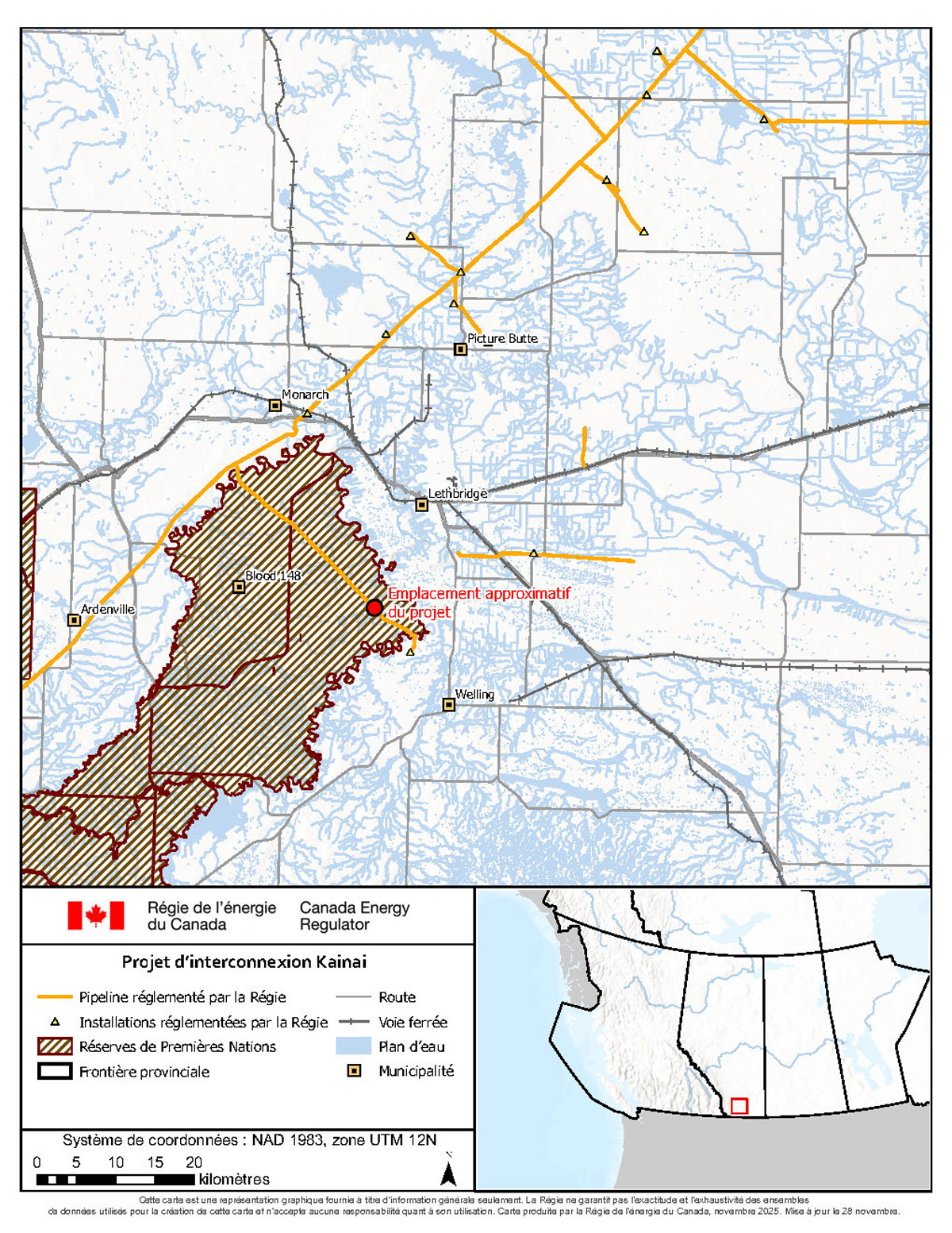 Carte du Projet d’interconnexion Kainai de NGTL GP Ltd.