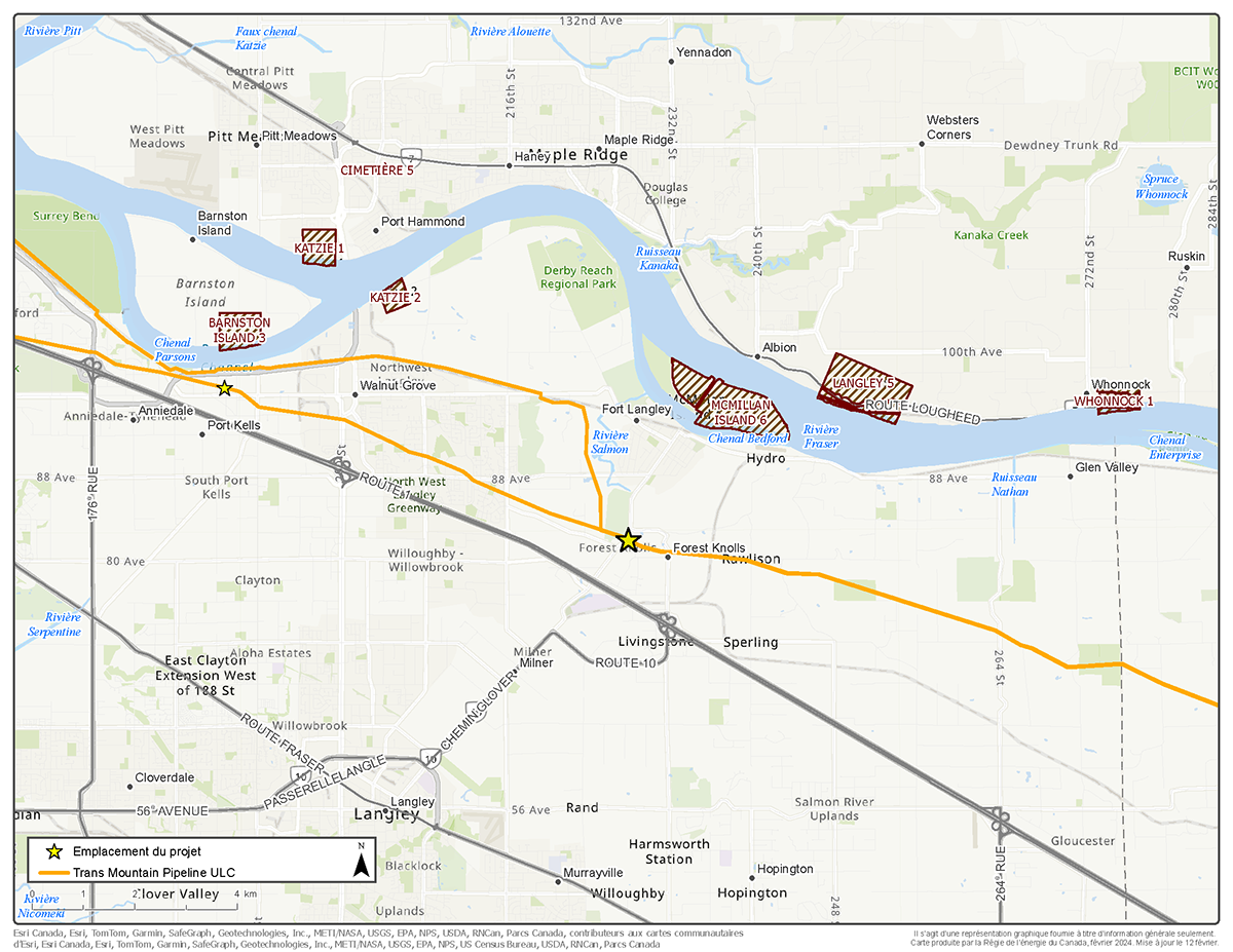 Carte &ndash; Trans Mountain Pipeline ULC &ndash; Projet de remplacement de Trans Mountain à la rivière Salmon