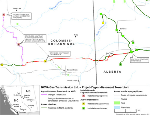 Carte du projet d’agrandissement Towerbirch