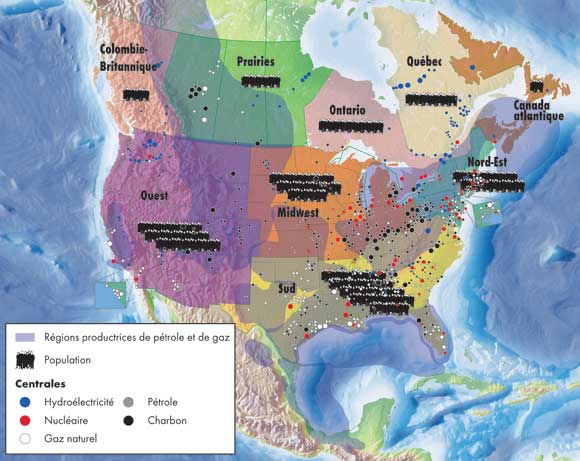 Figure&nbsp;1.1 - Offre d’&eacute;nergie et r&eacute;partition de la consommation en Am&eacute;rique du Nord