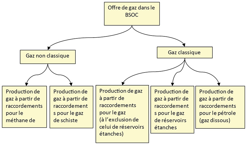 Figure A1.1 &ndash; Principales catégories de production de gaz dans le BSOC
