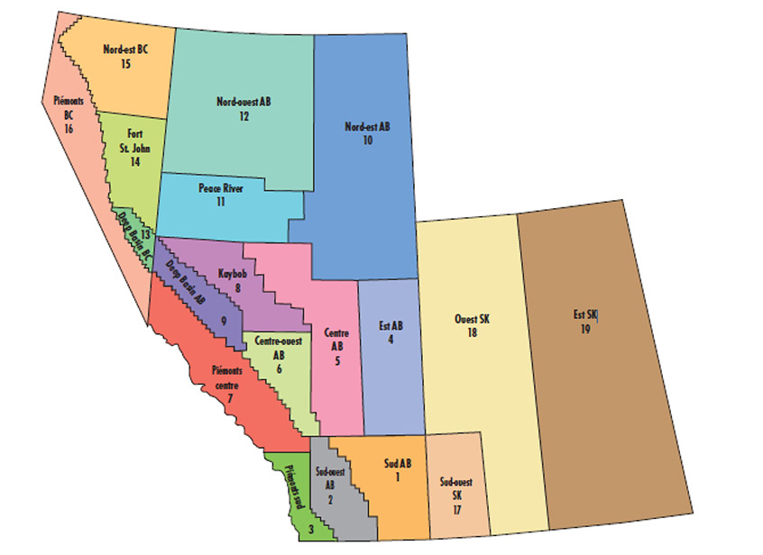 Figure A1.2 &ndash; Carte des régions du BSOC 