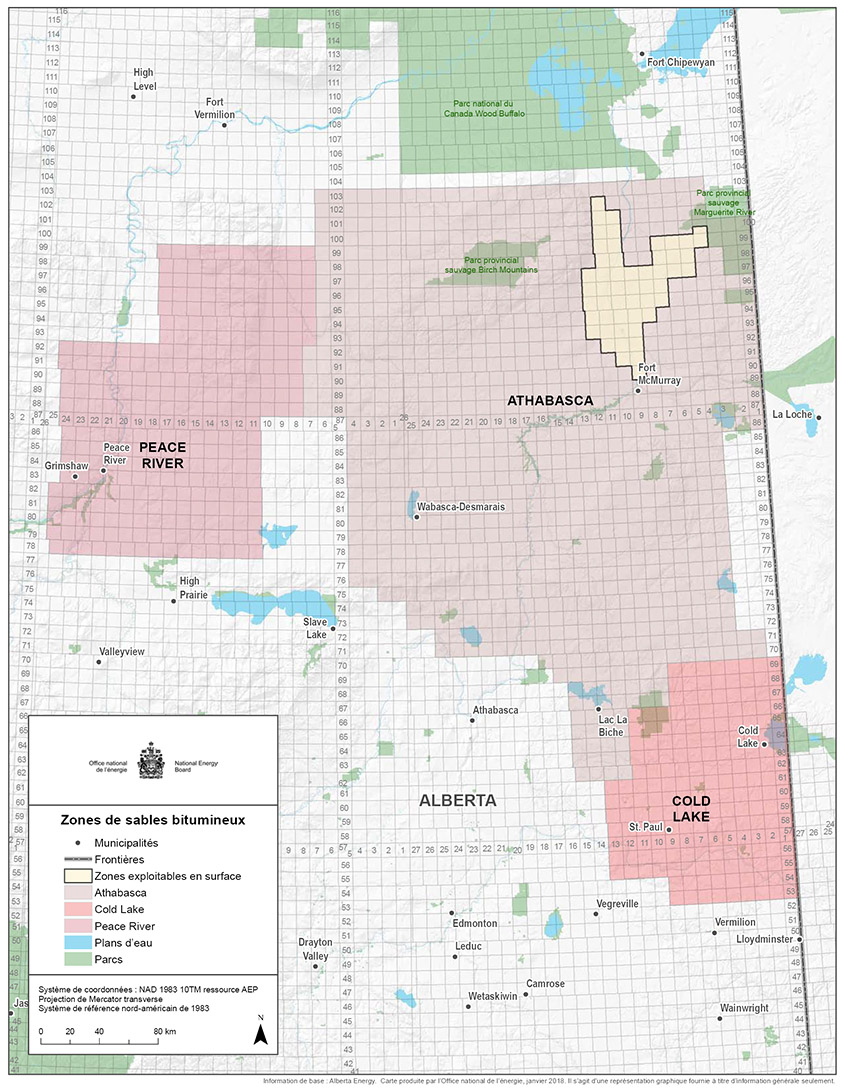 Figure A1.2 – Carte des zones de sables bitumineux