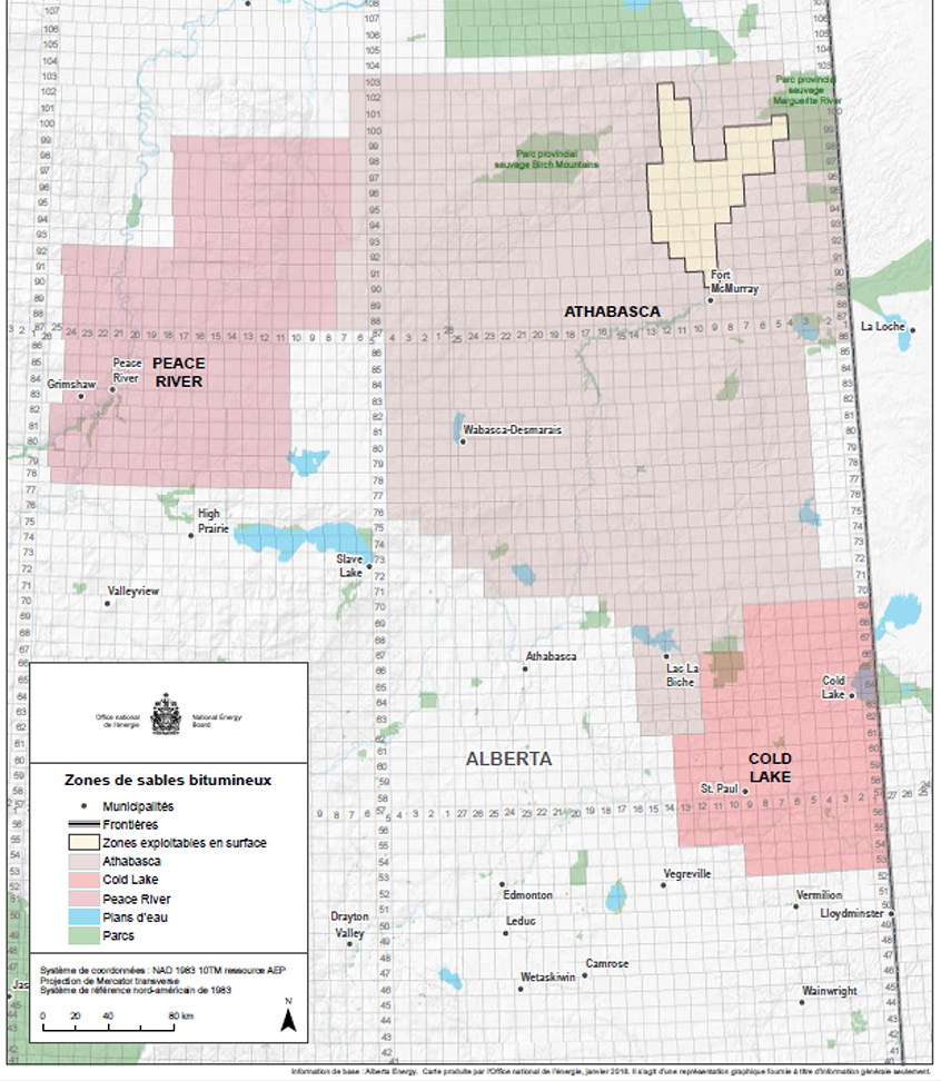 Figure A1.1 – Carte des zones de sables bitumineux