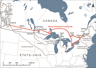 Carte – Réseau principal de TransCanada PipeLines