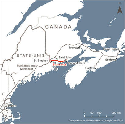 Carte – Gazoduc Brunswick d’Emera Brunswick