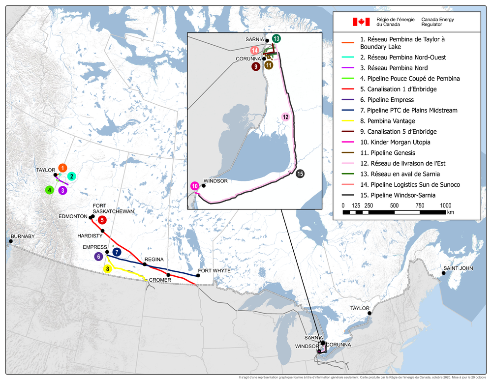 Pipelines de liquides de gaz naturel réglementés par la Régie.