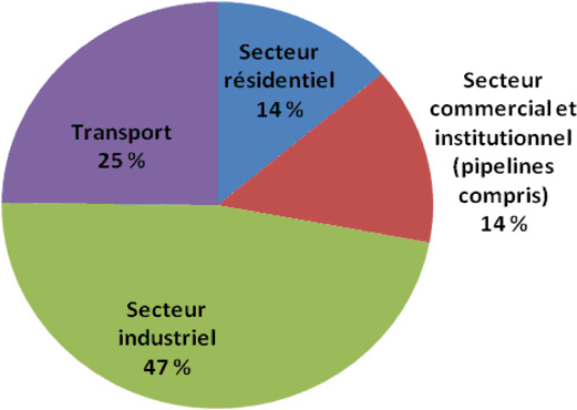 Figure&nbsp;1&nbsp;: Consommation d’&eacute;nergie au Canada en&nbsp;2008, par secteur