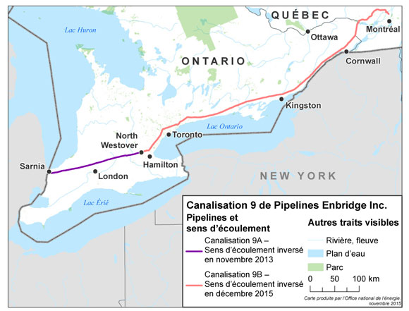 Figure 8 Carte illustrant la canalisation 9 d’Enbridge