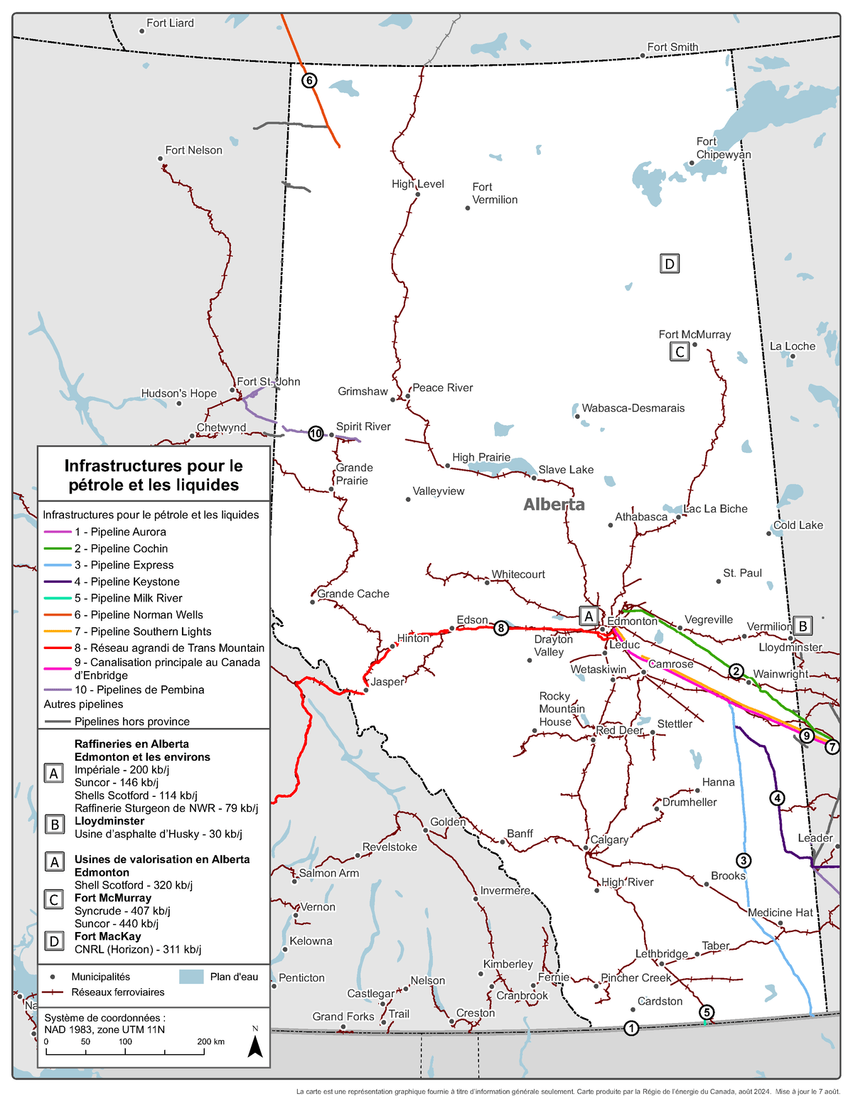 Figure 4 – Carte des infrastructures du pétrole brut
