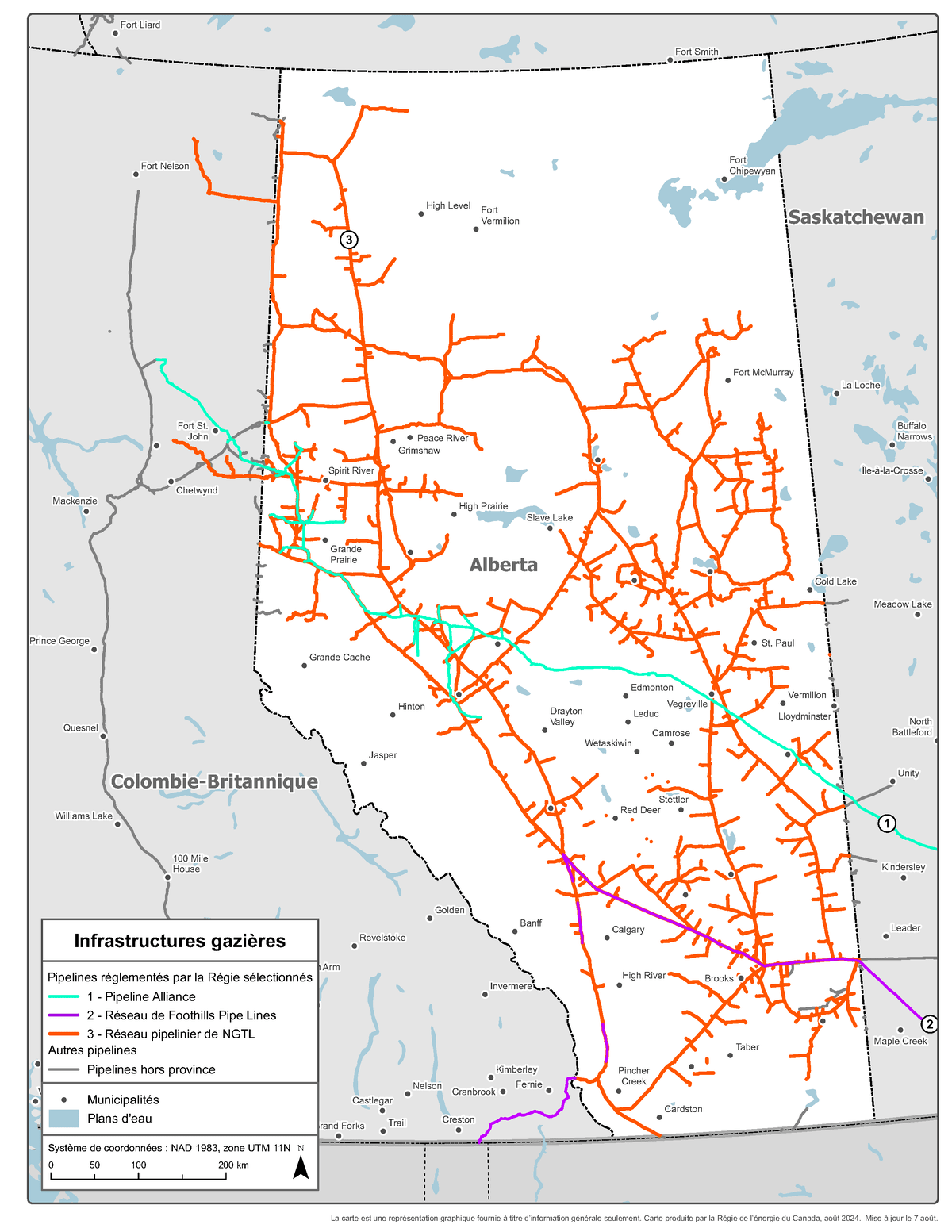 Figure 5 – Carte des infrastructures du gaz naturel