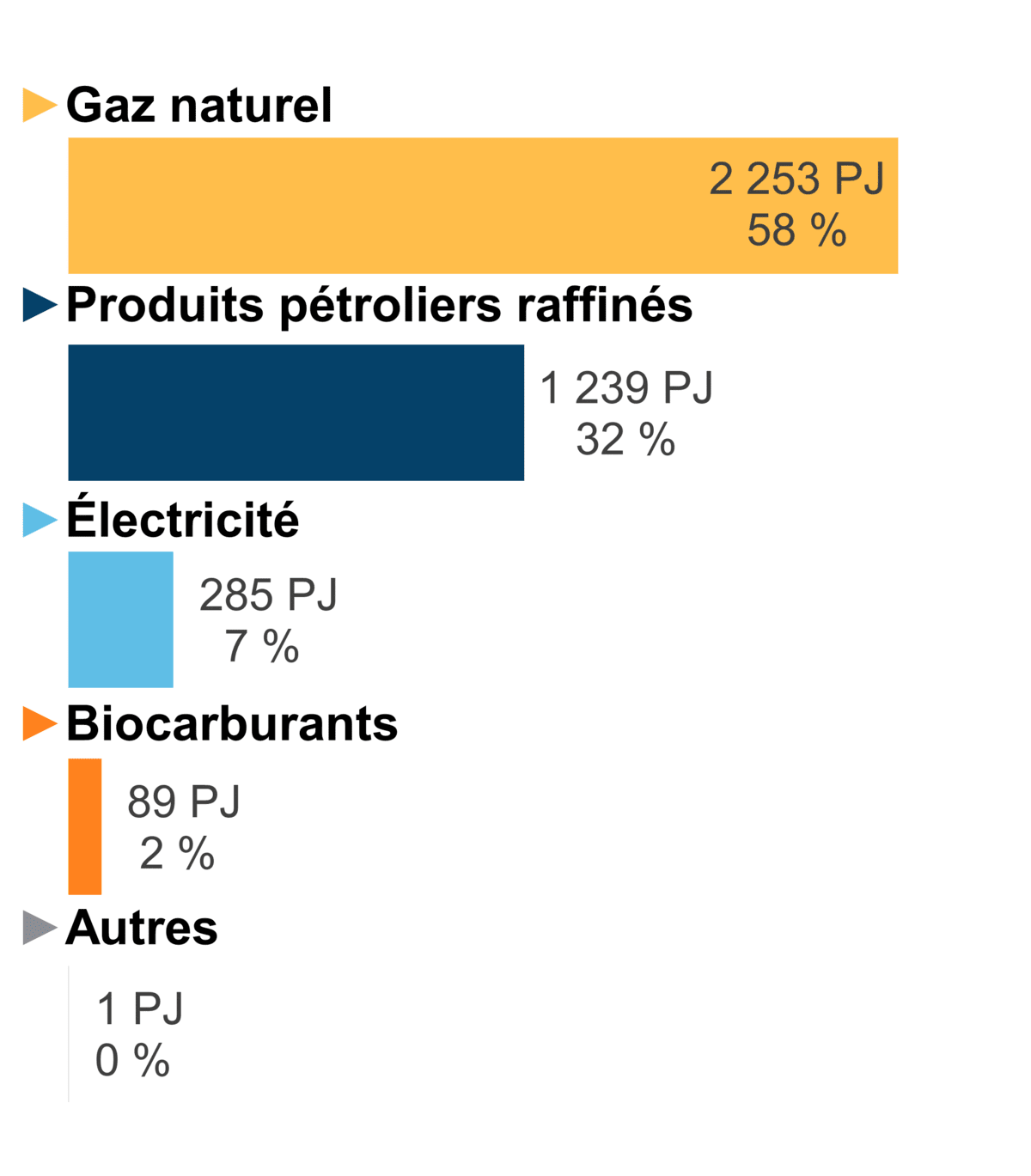 Figure 7 - Demande pour utilisation finale selon le combustible (2020)