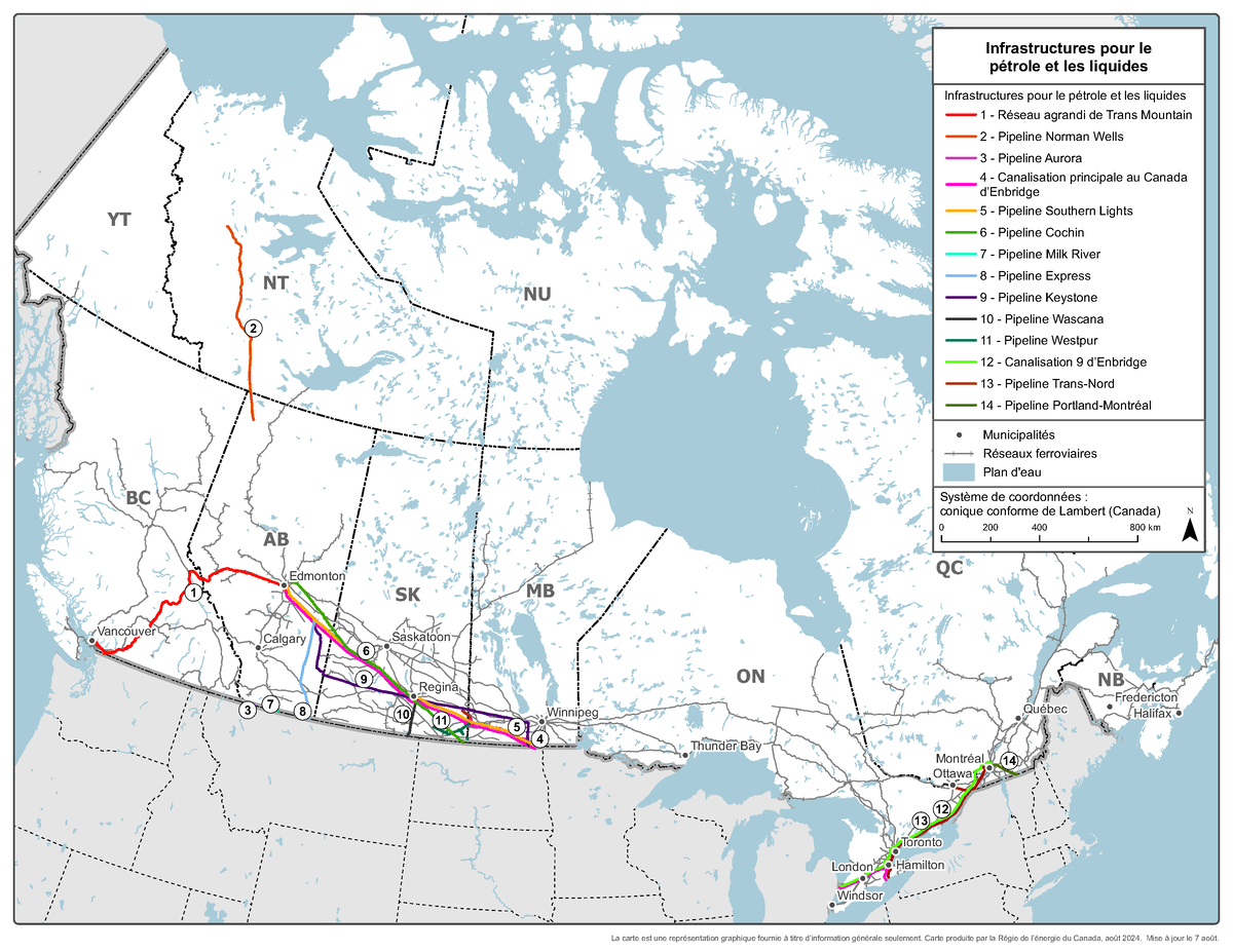 Figure 4 – Carte des infrastructures du pétrole brut