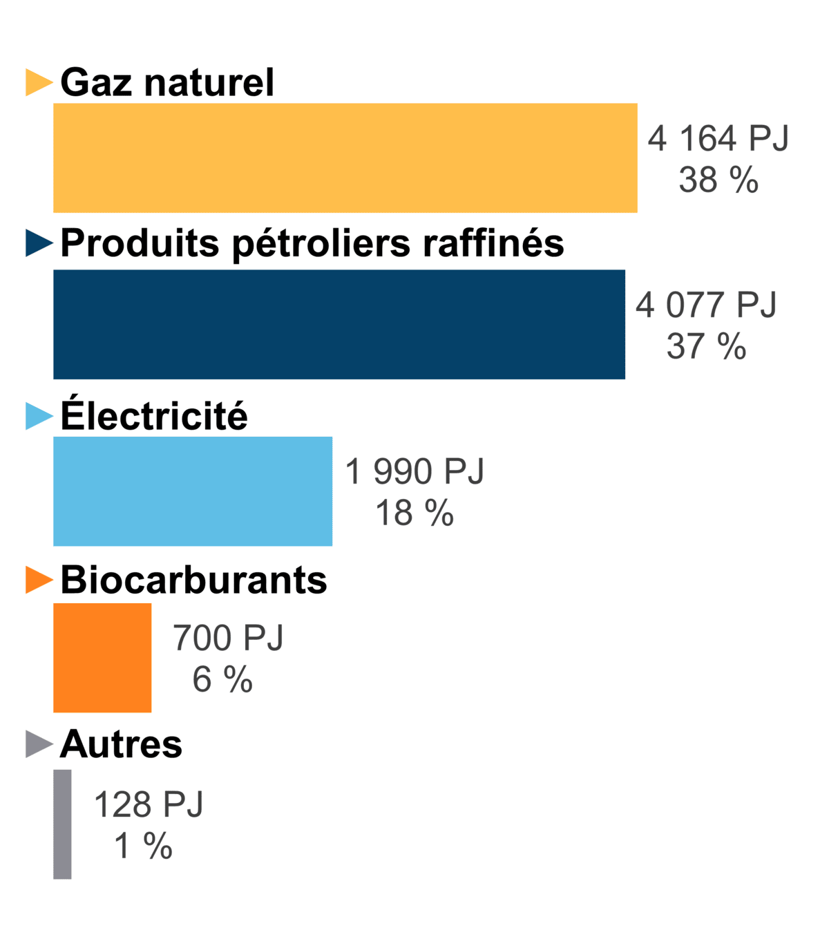 Figure 7 - Demande pour utilisation finale selon le combustible (2020)