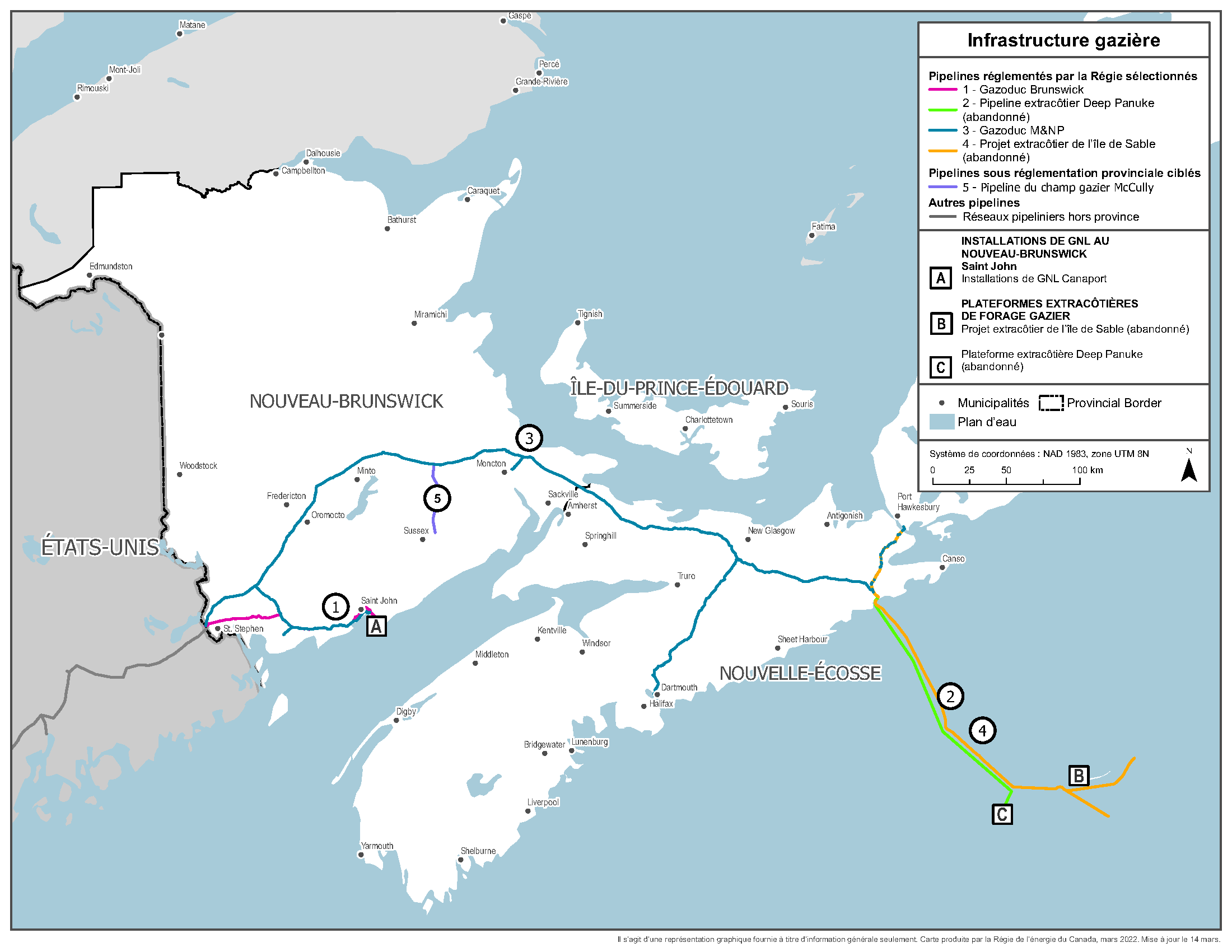 Figure 5 – Carte des infrastructures du gaz naturel